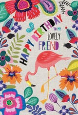 Flamingo Floral - Tarjeta De Cumpleaños